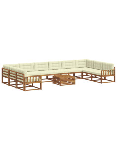 Set di divani da esterno con cuscino 11 pcs Naturale e Crema 2