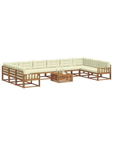 Set di divani da esterno con cuscino 11 pcs Naturale e Crema
