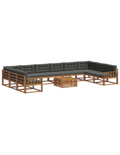 Set di divani da esterno 11 pcs Naturale e Antracite 2