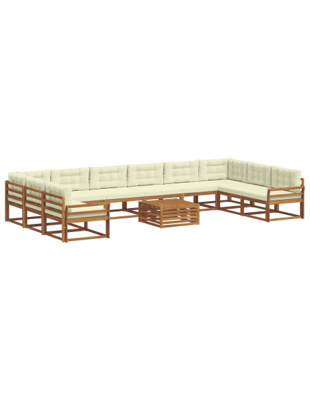 Set di divani da esterno con cuscino 11 pcs Naturale e Crema