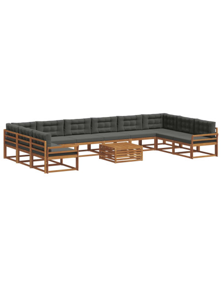 Set di divani da esterno 11 pcs Naturale e Antracite