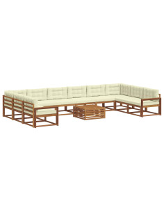 Set di divani da esterno con cuscino 11 pcs Naturale e Crema 2