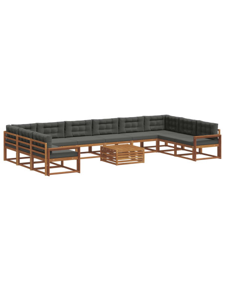 Set di divani da esterno 11 pcs Naturale e Antracite