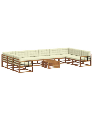 Set di divani da esterno con cuscino 11 pcs Naturale e Crema