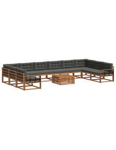 Set di divani da esterno 11 pcs Naturale e Antracite 2