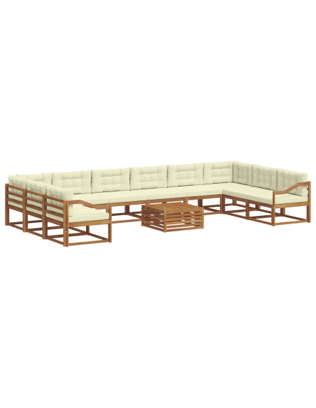 Set di divani da esterno con cuscino 11 pcs Naturale e Crema