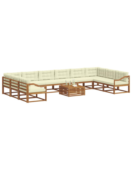 Set di divani da esterno con cuscino 11 pcs Naturale e Crema