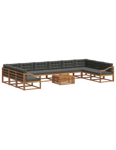 Set di divani da esterno 11 pcs Naturale e Antracite 2