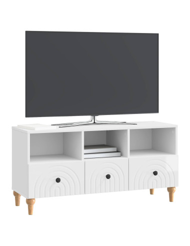 Mobile TV Bianco Lucido 102 x 34,5 x 50 cm Legno ingegnerizzato