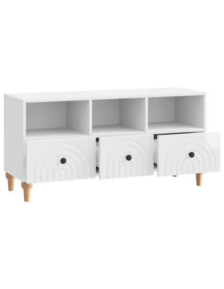 Mobile TV Bianco Lucido 102 x 34,5 x 50 cm Legno ingegnerizzato