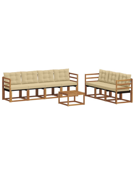Set di divani da esterno con cuscino 8 pcs Naturale e Beige