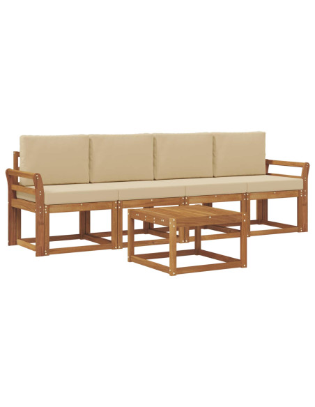 Set di divani da esterno con cuscino 5 pcs Naturale e Beige