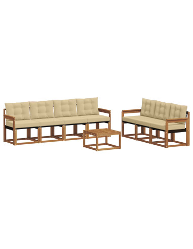 Set di divani da esterno con cuscino 8 pcs Naturale e Beige