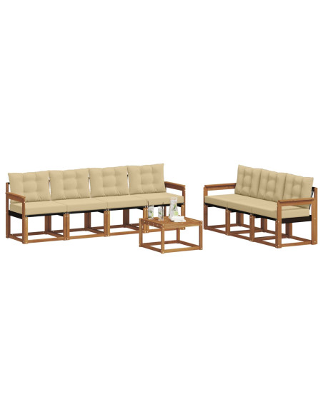 Set di divani da esterno con cuscino 8 pcs Naturale e Beige