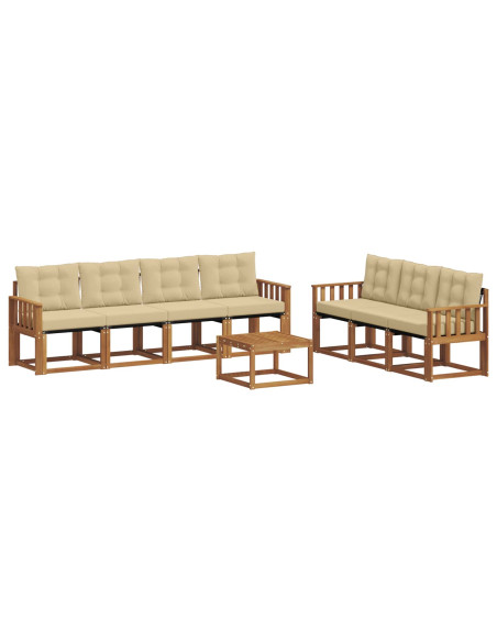 Set di divani da esterno con cuscino 8 pcs Naturale e Beige