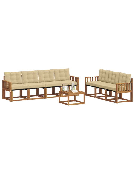 Set di divani da esterno con cuscino 8 pcs Naturale e Beige