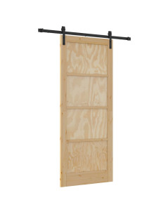 Porta scorrevole Naturale 86 x 211 cm Legno Massello di Pino 2