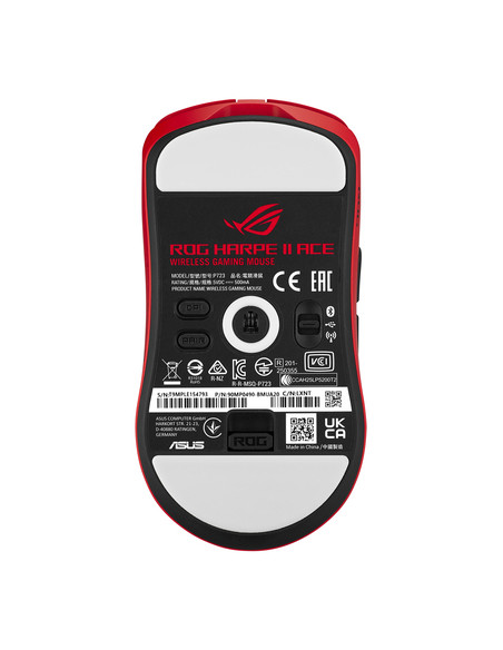 ASUS ROG Harpe II Ace RED mouse Gaming Mano destra RF Wireless + Bluetooth + USB Type-A Ottico 42000 DPI