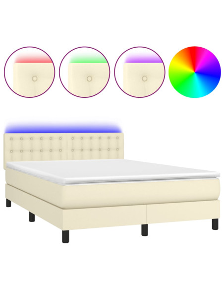 Giroletto a Molle con Materasso e LED Crema 140x200 cm