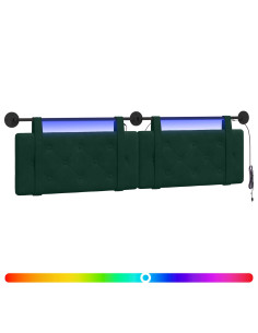 Testiera sospesa Con luce LED Verde Scuro Velluto 2