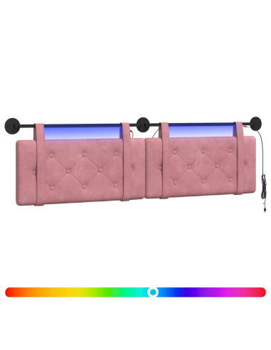 Testiera sospesa Con luce LED Rosa Velluto