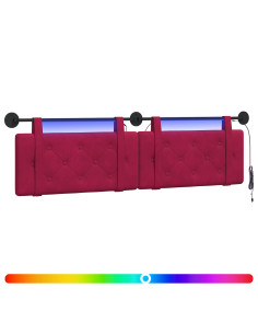 Testiera sospesa Con luce LED Rosso Vino Velluto 2