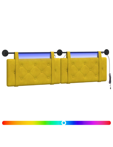 Testiera sospesa Con luce LED Giallo Velluto