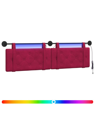 Testiera sospesa Con luce LED Rosso Vino Velluto