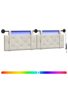 Testiera sospesa Con luce LED Crema Velluto 2