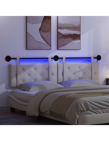 Testiera sospesa Con luce LED Crema Velluto
