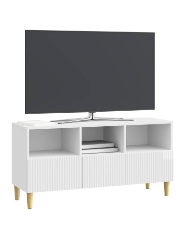 Mobile TV Bianco Lucido 102 x 34,5 x 50 cm Legno ingegnerizzato