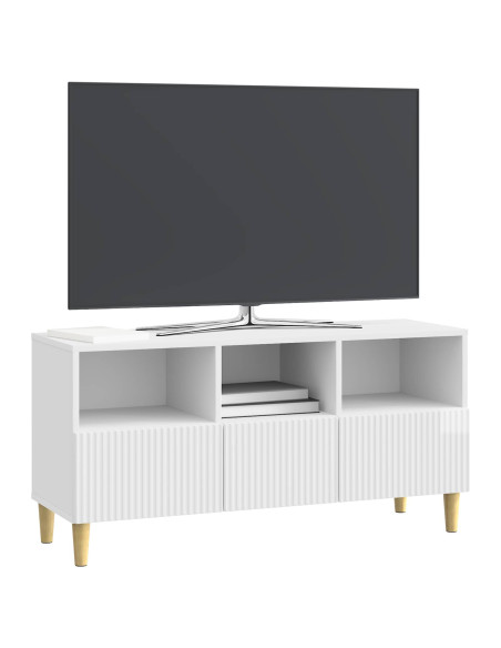Mobile TV Bianco Lucido 102 x 34,5 x 50 cm Legno ingegnerizzato
