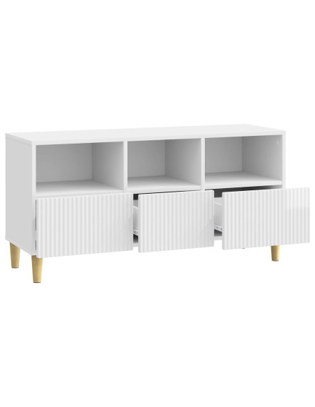 Mobile TV Bianco Lucido 102 x 34,5 x 50 cm Legno ingegnerizzato