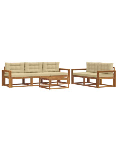 Set di divani da esterno con cuscino 6 pcs Naturale e Beige 2