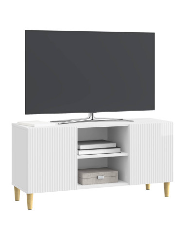 Mobile TV Bianco Lucido 102 x 34,5 x 50 cm Legno ingegnerizzato