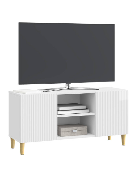 Mobile TV Bianco Lucido 102 x 34,5 x 50 cm Legno ingegnerizzato