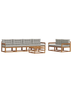 Set di divani da esterno 7 pcs Grigio Naturale e Chiaro 2