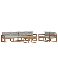 Set di divani da esterno 7 pcs Grigio Naturale e Chiaro 2
