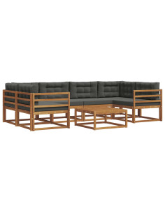 Set di divani da esterno con cuscino 7 pcs Naturale e Antracite 2