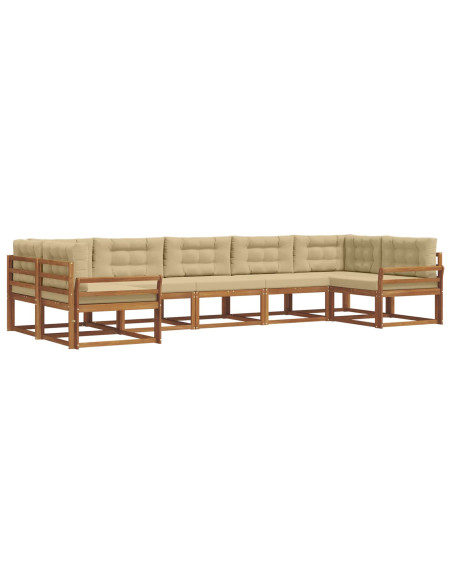 Set di divani da esterno con cuscino 7 pcs Naturale e Beige