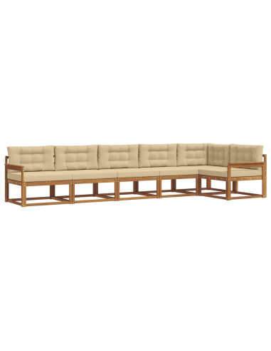 Set di divani da esterno con cuscino 6 pcs Naturale e Beige