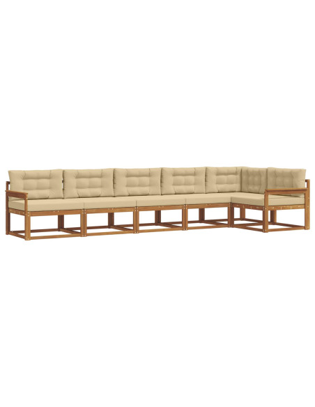 Set di divani da esterno con cuscino 6 pcs Naturale e Beige