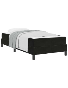 Letto a molle con materasso Nero 90 x 220 cm Tessuto 2
