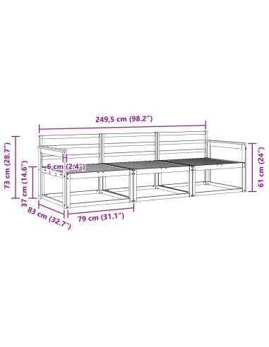 Set di divani da esterno 3 pcs Naturale
