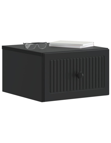 Mobiletto da notte a muro con cassetto Nero 33 x 34,5 x 20 cm