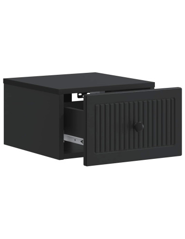 Mobiletto da notte a muro con cassetto Nero 33 x 34,5 x 20 cm