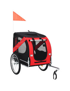 Rimorchio da Bici per Animali Domestici Rosso e Nero 2