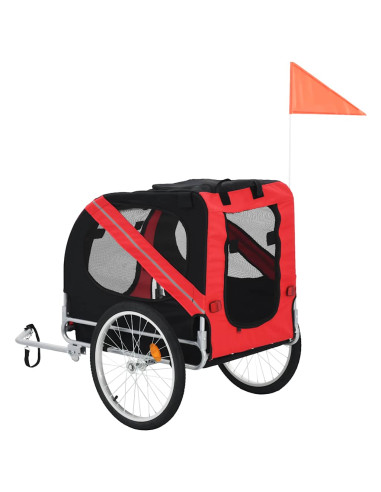 Rimorchio da Bici per Animali Domestici Rosso e Nero