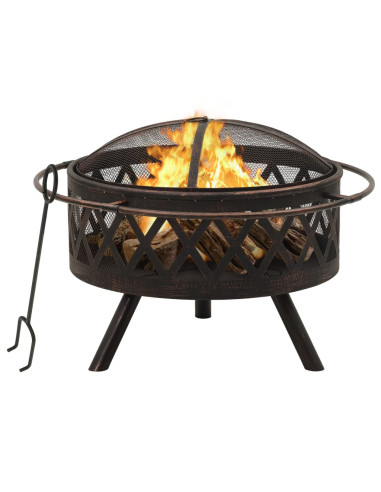 Braciere Rustico con Attizzatoio 76 cm XXL in Acciaio