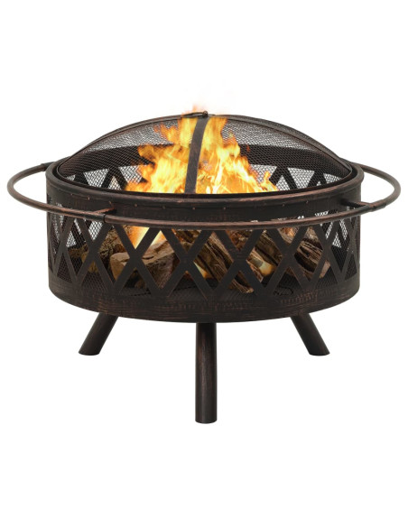 Braciere Rustico con Attizzatoio 76 cm XXL in Acciaio